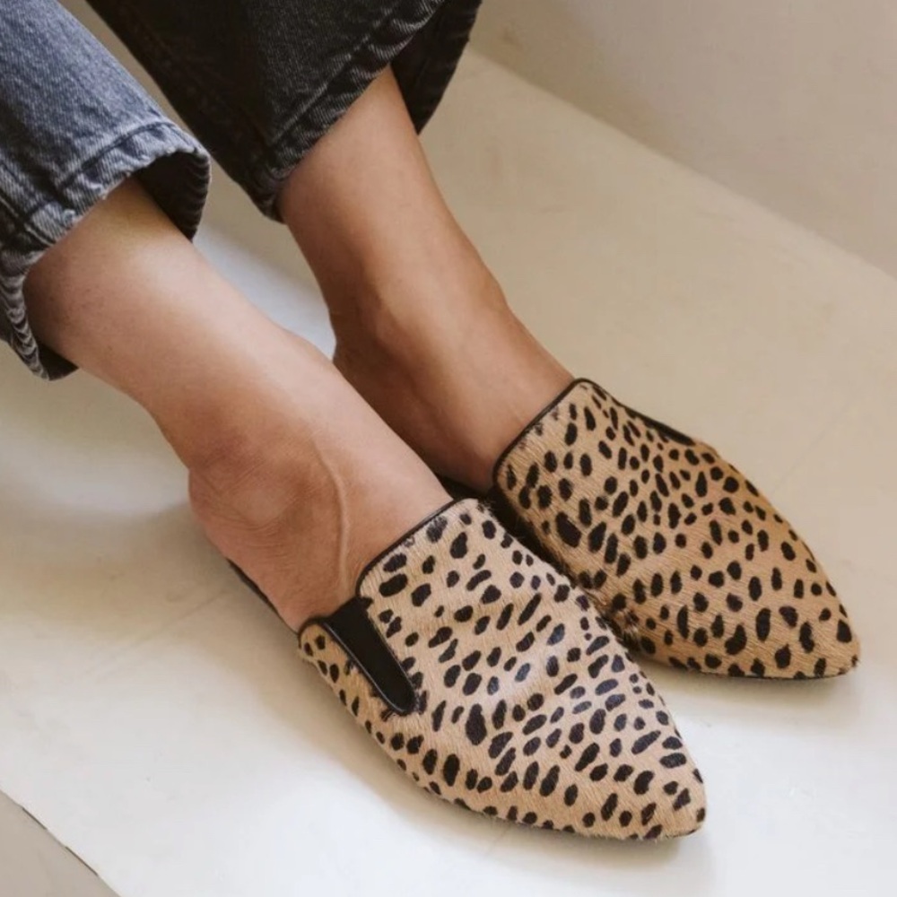 NWT Jenni Kayne Pony Hair Mules- Leopard Print